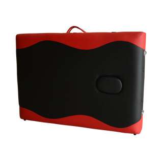 Aosom 2 fold 76L Portable Reiki PU Massage Table bed spa red black 
