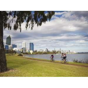  People Cycling Alongside Swan River, Perth, Western Australia 