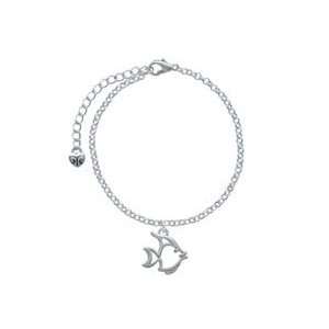  2 D Open Angel Fish   Silver Plated Elegant Charm Bracelet 