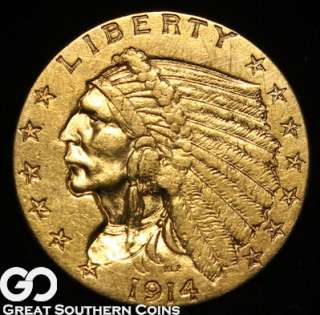 1914 $2.5 GOLD Indian Quarter Eagle CHOICE UNCIRCULATED ** KEY DATE 