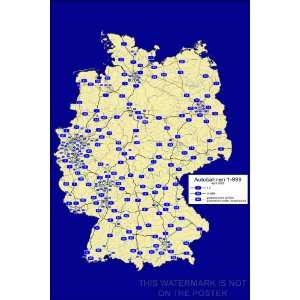  Autobahn Network Map   24x36 Poster 