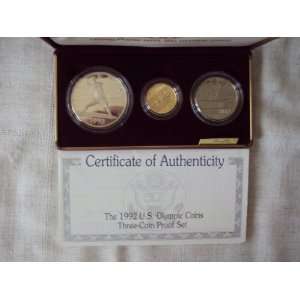 JS 1992 Olympic Proof 3 Piece Commemorative Coin Set(gold $5) Baseball 