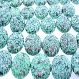  Mosaic Magnesite   Green  Oval Side Drilled Plain   30mm 
