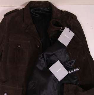 TOM FORD COAT $5980 DARK BROWN SUEDE LEATHER 4 BTN FIELD JACKET 40 50e 