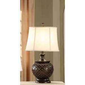 Table Lamp with Golden Accents Body in Dark Brown Finish