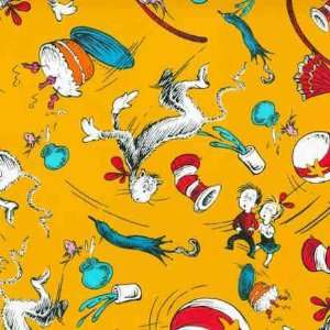    203 Dr Seuss The Cat in the Hat on Yellow by Robert Kaufman Fabrics