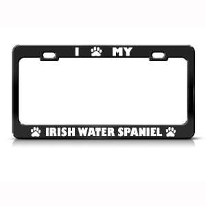  Irish Water Spaniel Dog Dogs Black Metal License Plate 