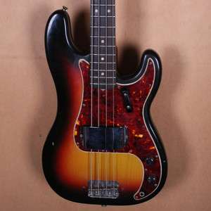 1966 Vintage Fender P Bass Precision Electric Bass Sunburst 66 W/ Hang 
