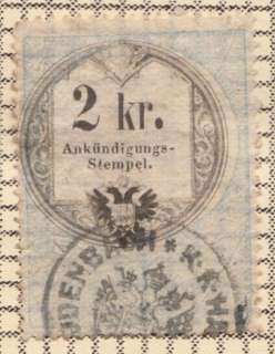Austria Advertising Revenue #4 used 2kr Typo 1858 cv $79  