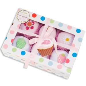    Baby Bunch Cupcakes   Set of 6 Pink & White Bodysuits Baby