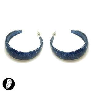  SG Paris Hoop Earring 50 mm Blue Jean With White Dots Ble 