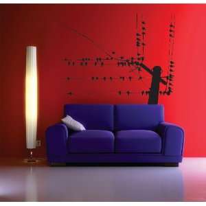  Vinyl Wall Decal   Birds on a Telephone Pole   selected color Baby 