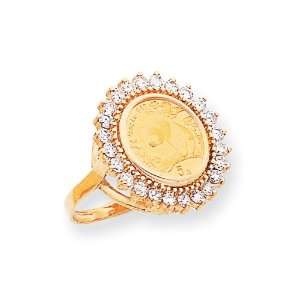  14k Gold Diamond Panda Coin Ring Jewelry