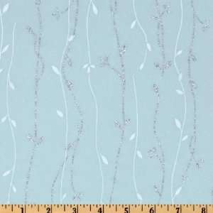   Vines Glitter/Light Blue Fabric By The Yard Arts, Crafts & Sewing