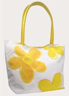 REUSABLE grocery tote floral FLOWER Yellow full ZIPPER BEACH BAG 