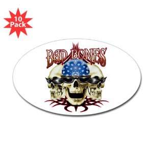  Sticker (Oval) (10 Pack) Bad Bones Skulls 
