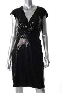 HOT NWT $420 CHETTA B BLACK SEQUIN COCKTAIL DRESS, 6  