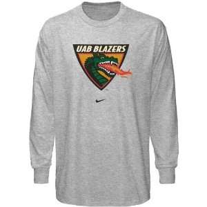  Nike UAB Blazers Ash Basic Logo Long Sleeve T shirt 
