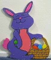 Purple Easter Bunny Egg Basket Lawn Yard Art Decoration  