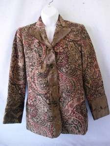 HARVE BENARD Artsy Paisley Tapestry & Velvet Jacket~4/S  