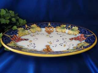 Italian Pottery TUSCAN GRAPES Large Oval Serving Platter ITALY 