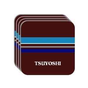 Personal Name Gift   TSUYOSHI Set of 4 Mini Mousepad Coasters (blue 