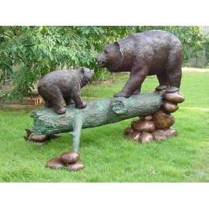   Galleries SRB49562 Large Bear Family on Log   Bronze