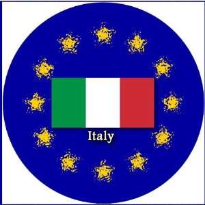  58mm Round Badge Style Keyring Italy Flag