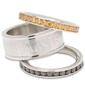 New Orleans Saints Team Logo Crystal Stacked Ring Set Size 