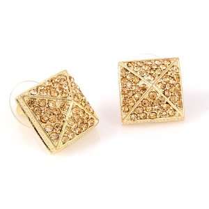   Topaz Colored Crystal Square/Pyramid Earrings Fashion Jewelry Jewelry