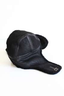 BRAND NEW LOUIS VUITTON MENS BLACK LEATHER AND FUR CHAPKA HAT  