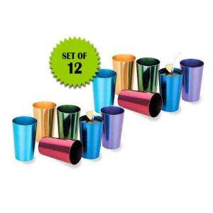 Retro Jewel Aluminum Colored Tumblers Cups Set of 12  