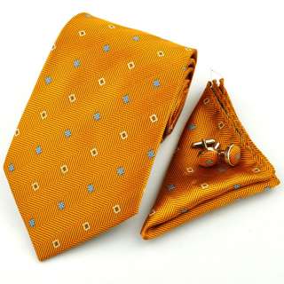 Brand Jacquard Woven Mens tie set handy cufflink 100% Silk Necktie 