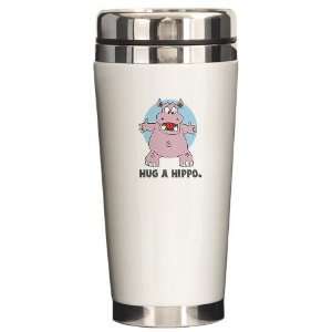 Hug a Hippo Funny Ceramic Travel Mug by   Kitchen 
