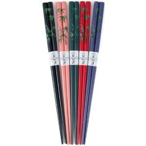  Bamboo Leaf Multicolored Chopsticks, Set of 5 Kitchen 
