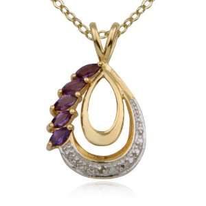   Silver Genuine Amethyst and Diamond Accent Pendant, 18 Jewelry