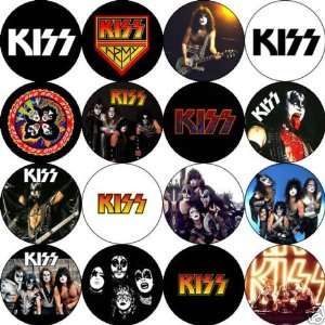 Set of 16 KISS Rock Band Pinback Buttons 1.25 Pins / Badges Gene 