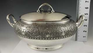 ROGERS SMITH & CO ASSYRIAN HEAD SILVER SOUP TUREEN  
