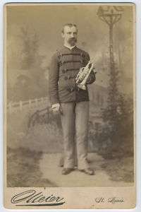 CABINET CARD PHOTO ID TRUMPET PLAYER ST. LOUIS MO  