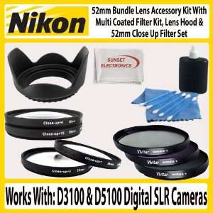  52mm Bundle Lens Accessory Kit For Nikon D3100 D5100 