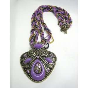  Tibetan Tribal Celtic Symbols Necklace   Purple 