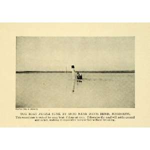  1910 Print Tug Boat Flora Sunk Davis Bend Mississippi 