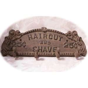   Cast Iron Sign Hooks Haircut Shave Barber Beauty Shop