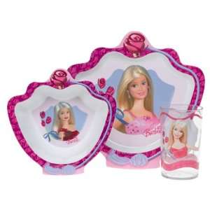  Barbie Girls 3 Piece Dinnerware Set Plate Bowl Dish Cup 