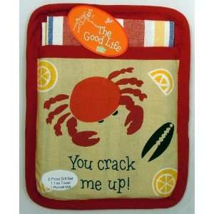  You Crack Me Up Crab Feast Potholder Dish Towel Set 
