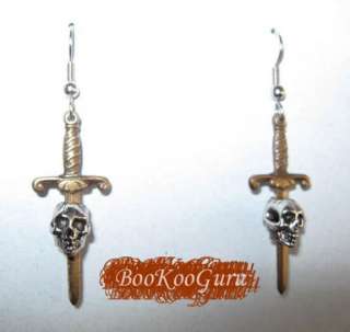 Skull & Dagger Earrings Goth Biker Original Artisan 