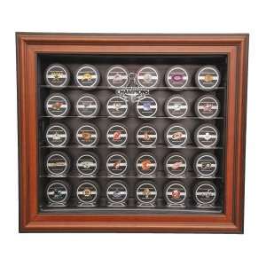   Stanley Cup Champs 30 Puck Cabinet Style Display Case, Brown Sports