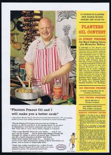 1960 Planters Peanut Oil Jim Beard Author Cook Print Ad  