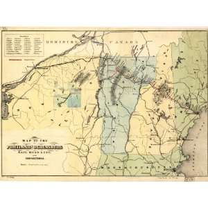 1850s Map of Portland and Ogdensburg Rail Road line 