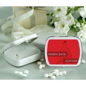 Wedding Favors Red Bar Bat Mitzvah Design Personalized Glossy White 